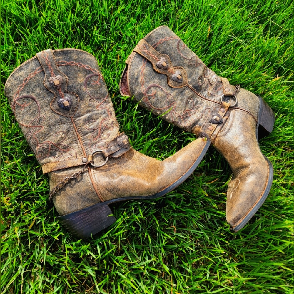 Durango Women's Crush Hearts Cowboy Boots, Dusk to Dawn, 11 in.